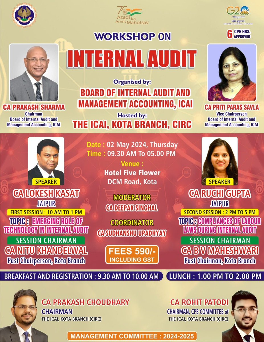 Will share my thoughts on 'Emerging role of Technology in Internal Audit' at Kota on May 2nd. 

#ICAI #Kota #InternalAudit