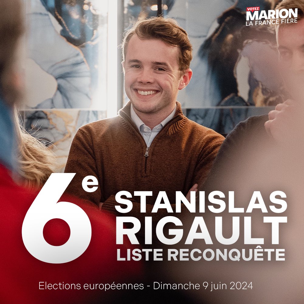 J’ai la joie de vous annoncer que je suis 6e de la liste de <a href="/Reconquete_off/">RECONQUÊTE !</a>. 

Je remercie <a href="/MarionMarechal/">Marion Maréchal</a> et <a href="/ZemmourEric/">Eric Zemmour</a> pour leur confiance. Ils peuvent compter sur moi dans cette campagne.

#VotezMarion

Retrouvez mon portrait dans <a href="/ParisMatch/">Paris Match</a> : 

parismatch.com/actu/politique…