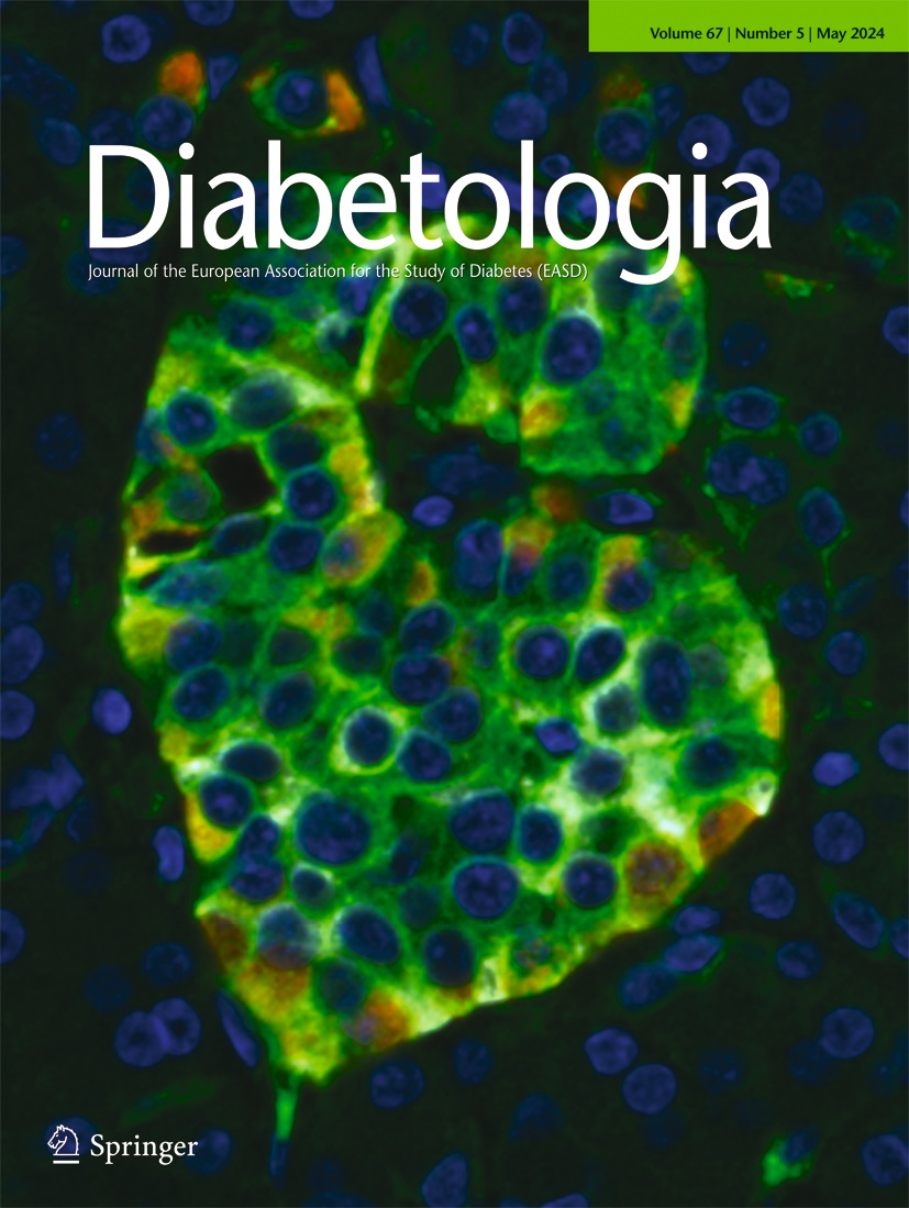 Our May cover shows an islet labelled for insulin (cyan), glucagon (red), HLA class I (green) and cell nuclei (blue). In this issue, Coomans de Brachène et al report that hyperexpression of HLA class I in human islets is induced by interferons tinyurl.com/3s8n25dc