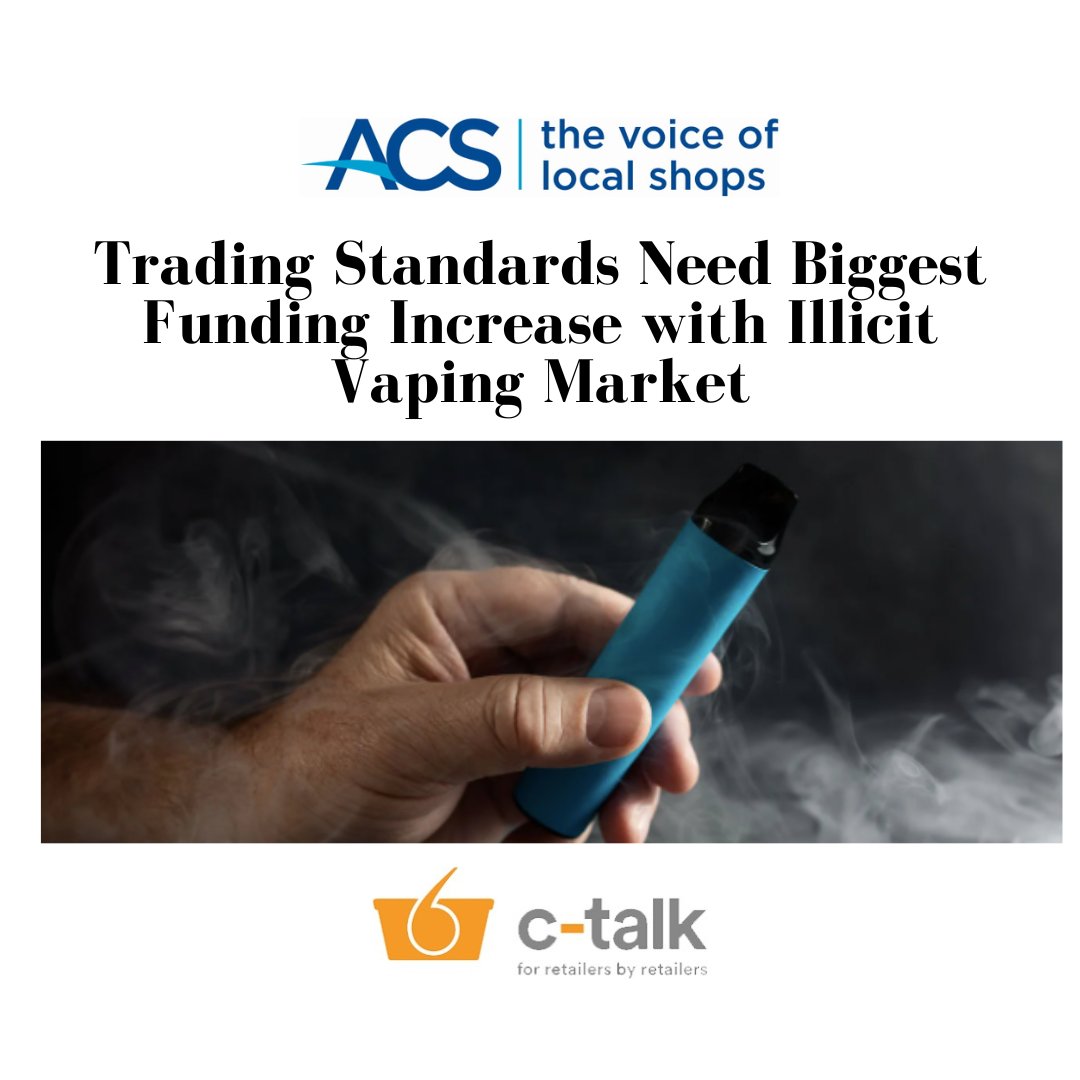 Trading Standards Need Biggest Funding Increase in a Generation to Deal with Illicit Vaping Market 

Read More Here: c-talk.co.uk/trading-standa…

@acs_localshops
#conveniencestore #shoplocal #shoppinglocally #store #acs #convenienceretail #illicitvapes #vaping #illegalvapes