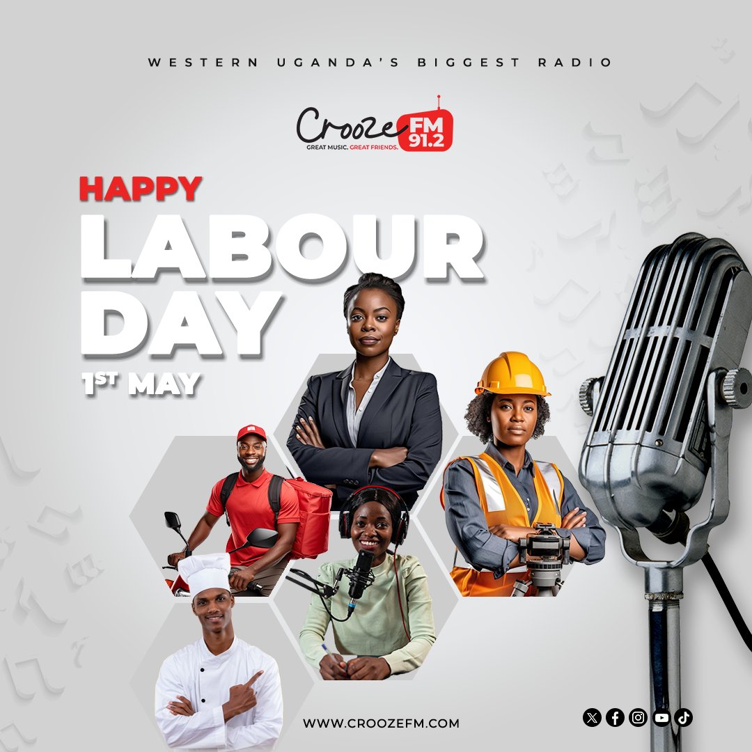 Wishing everyone a fantastic International Labour Day from 91.2 Crooze FM! Take a break, enjoy the tunes, and celebrate your hard work with great friends. 😎🎶📻 Cheers to you all! 🥳 #LabourDay #CroozeFM