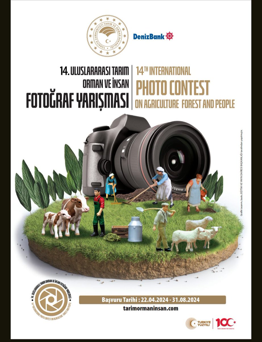 14. Uluslararası Tarım Orman  ve İnsan Fotoğraf Yarışması.
Başvuru tarihi 22.04.2024-31.08.2024