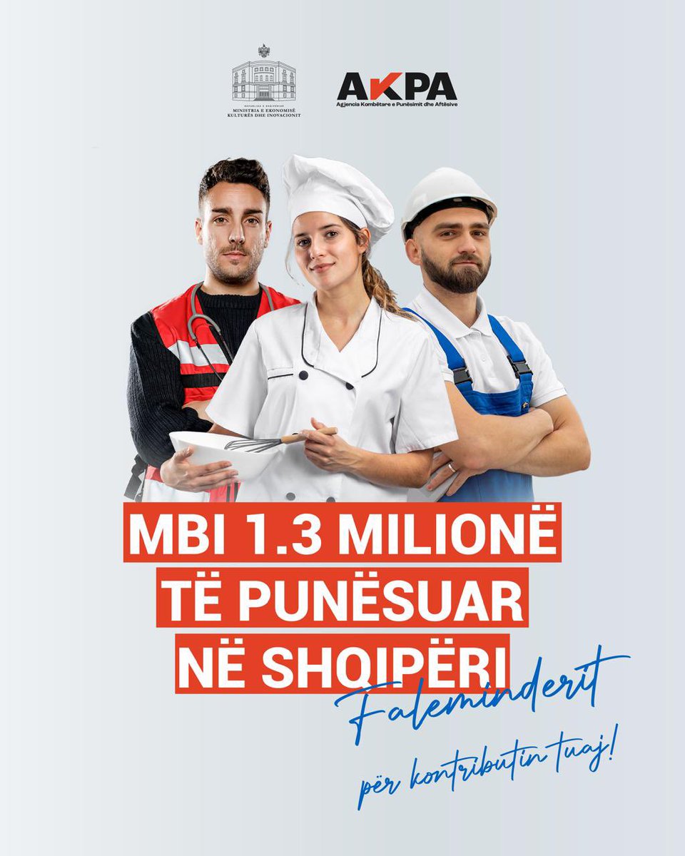 BGonxhja's tweet photo. Në Ditën Ndërkombëtare të Punëtorëve shprehim falenderim të veçantë për kontributin e të gjithë të punësuarve në vendin tonë.
Gëzuar!
#meki #akpa #1maj #punësim #ekonomi #zhvillim #kapitalnjerëzor #tëdrejta #mirëqenie #progres
🌐 https://t.co/hxf56PFtZF
🌐 https://t.co/A2ZsO7s3GE https://t.co/kFh0NdyozO