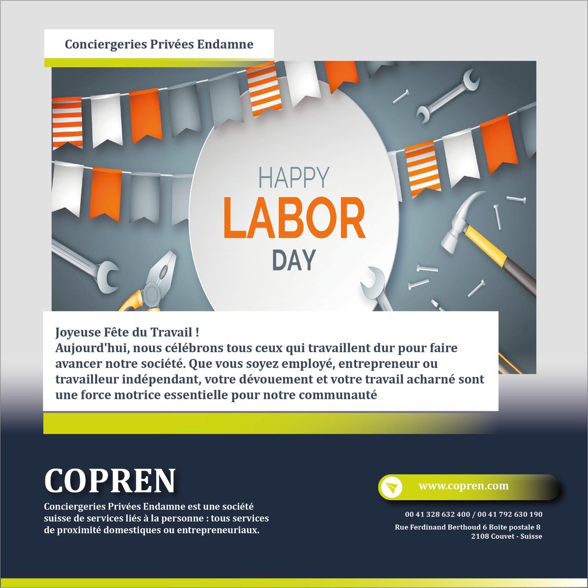 CoprenInfo's tweet photo. #FeteDuTravail #conciergerie https://t.co/U2yXtdVgQM