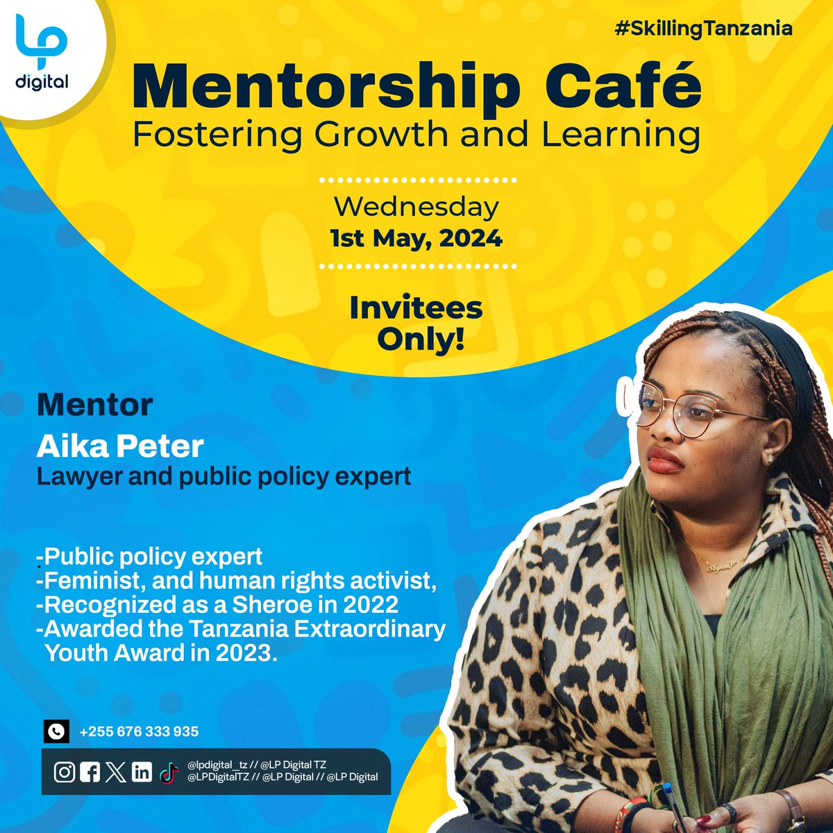 Don’t miss the Mentorship Cafe today follow the #MentorshipCafe to get all the updates 

The  event is designed to foster growth and learning. 

@TheLaunchPadTZ

#SkillingTanzania #MitandaoNaSisi