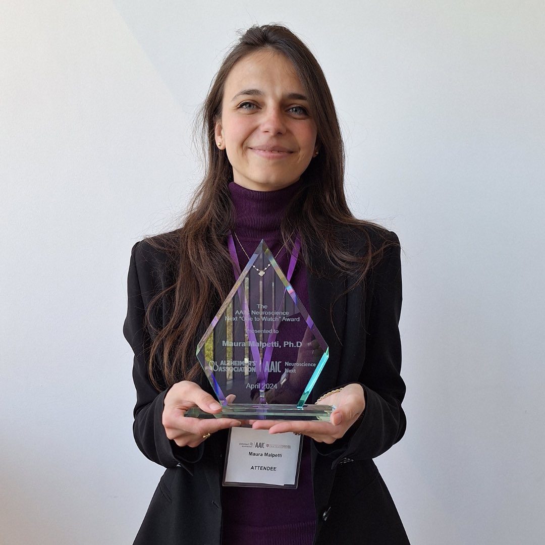 A leader of the next generation in #dementiaresearch Congratulations to @M_Malpetti who has been awarded the @alzassociation One-To-Watch Award. It recognises early career investigators who are trailblazers in scientific thinking, collaboration, communication and outreach.