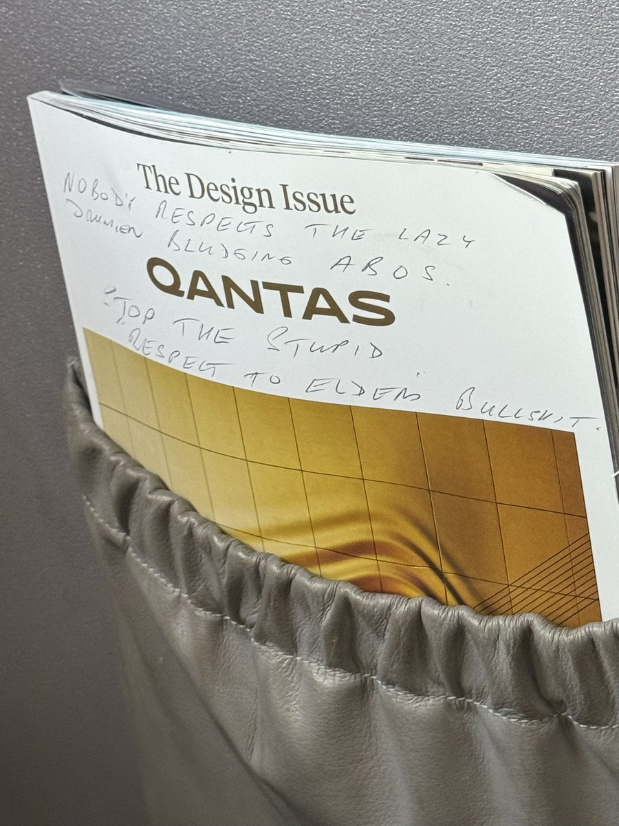 Here’s to hoping @Qantas tell their cleaning contractors to remove #Qantas books from planes ✈️ with racist messages written on them 😏 #racism #qantas #racist