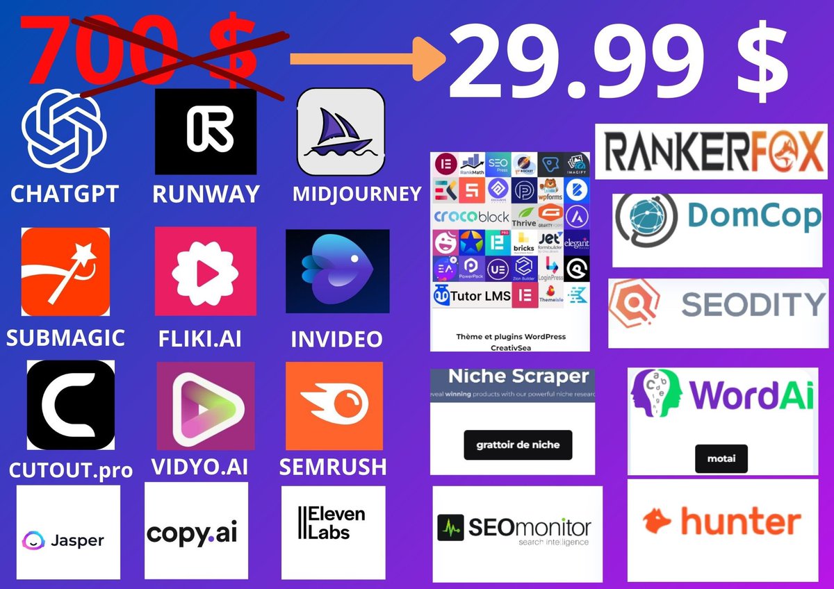 Tous ceux qui ont souscrit à IAessentials ou qui souhaitent souscrire, je vous offre 15 jours gratuits. 😱

Un plan pour avoir accès illimité à 700 $ d'outils IA et SEO tels que :
Semrush, GPT4, Midjourney, Eleven Labs etc… 🤯

Pour l'obtenir  ⬇️  

- Follow-moi (pour te DM) 
-…