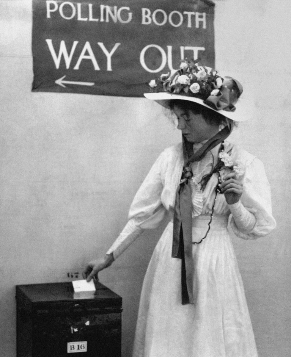 Don't forget to use your vote at your local elections tomorrow, Thurs 2nd May 2024. And if you're voting, remember you now need to take some photo ID with you! (Photo shows Christabel Pankhurst posting a vote at a ballot box)