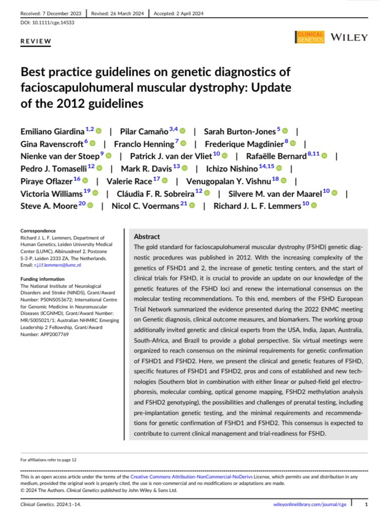 vishnu v y (@vishnuvy) on Twitter photo Best practice guidelines on genetic diagnostics of FSHD: Update of the 2012 guidelines - Giardina - Clinical Genetics - Wiley Online Library onlinelibrary.wiley.com/doi/10.1111/cg… <a href="/FSHD_Leiden/">FSHD Leiden</a> <a href="/FSHDSociety/">FSHD Society</a> #FSHD <a href="/ClinGenetNews/">ClinGenetNews</a> <a href="/pjtomas32/">Dr Pedro J Tomaselli</a> <a href="/ICGNMD/">ICGNMD</a> @Gianina_Natoli <a href="/one333/">Ichizo Nishino</a> <a href="/MaarelSilvere/">Silvere vd Maarel</a> Best practice guidelines on genetic diagnostics of FSHD: Update of the 2012 guidelines - Giardina - Clinical Genetics - Wiley Online Library onlinelibrary.wiley.com/doi/10.1111/cg… <a href="/FSHD_Leiden/">FSHD Leiden</a> <a href="/FSHDSociety/">FSHD Society</a> #FSHD <a href="/ClinGenetNews/">ClinGenetNews</a> <a href="/pjtomas32/">Dr Pedro J Tomaselli</a> <a href="/ICGNMD/">ICGNMD</a> @Gianina_Natoli <a href="/one333/">Ichizo Nishino</a> <a href="/MaarelSilvere/">Silvere vd Maarel</a>