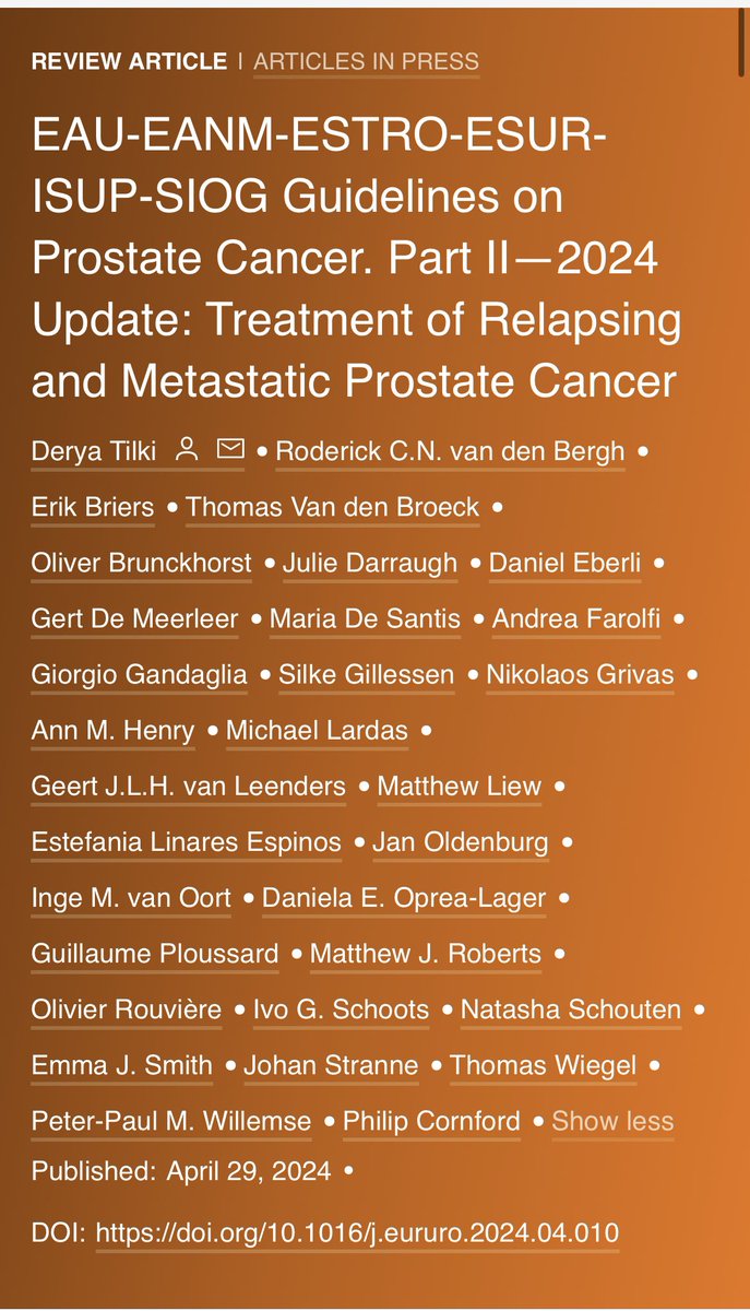 📢📢📢EAU-EANM-ESTRO-ESUR-ISUP-SIOG Guidelines on Prostate Cancer. Part II—2024 Update: Treatment of Relapsing and Metastatic Prostate Cancer ➡️➡️➡️ @Tilki_De @Uroweb @ESTRO_RT @Silke_Gillessen @DrYukselUrun @APCCC_Lugano @neerajaiims @OncoAlert @cdanicas @DrRanaMcKay…