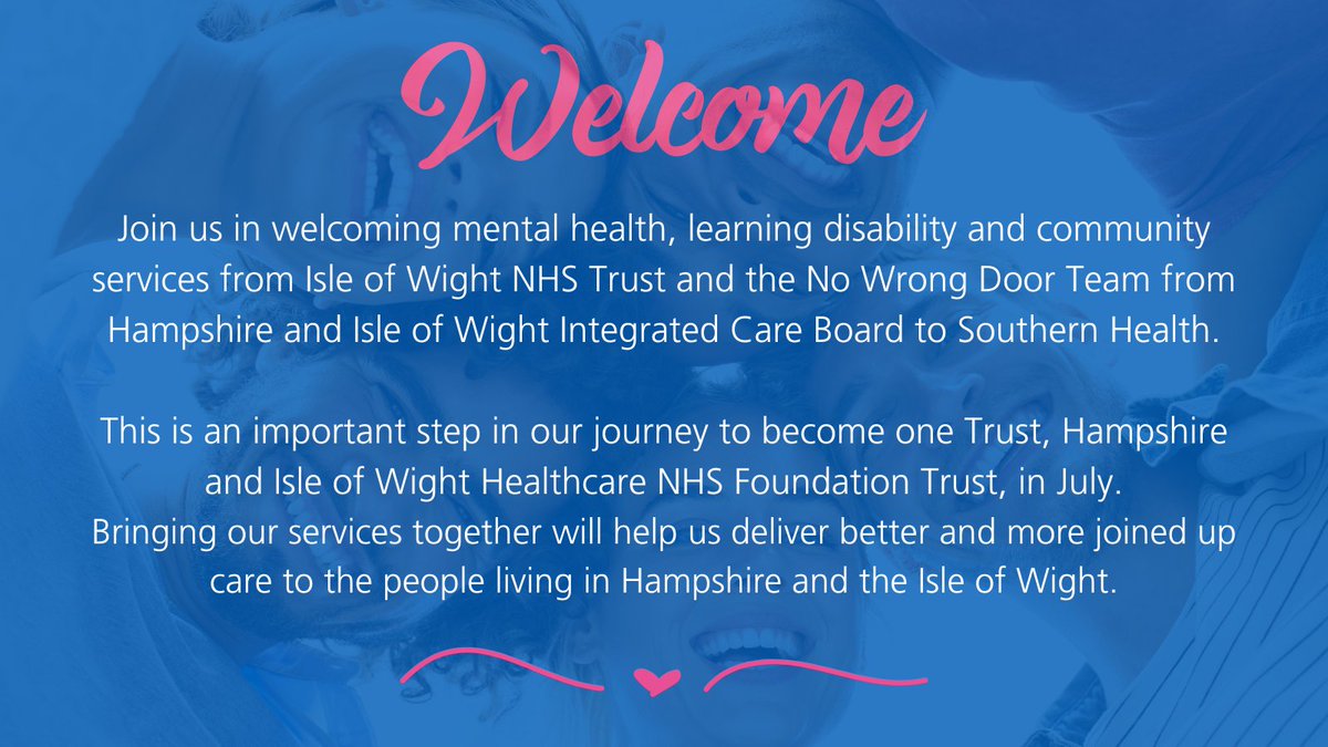 Welcome to our new colleagues 💙 A step closer to realising our new Trust 🌟 Bringing our services together so we can deliver better and more joined up care to the people living in Hampshire and IOW 🤩 Read more 👉 bit.ly/44pnoge @HIOW_ICS @IOWNHS @SolentNHSTrust