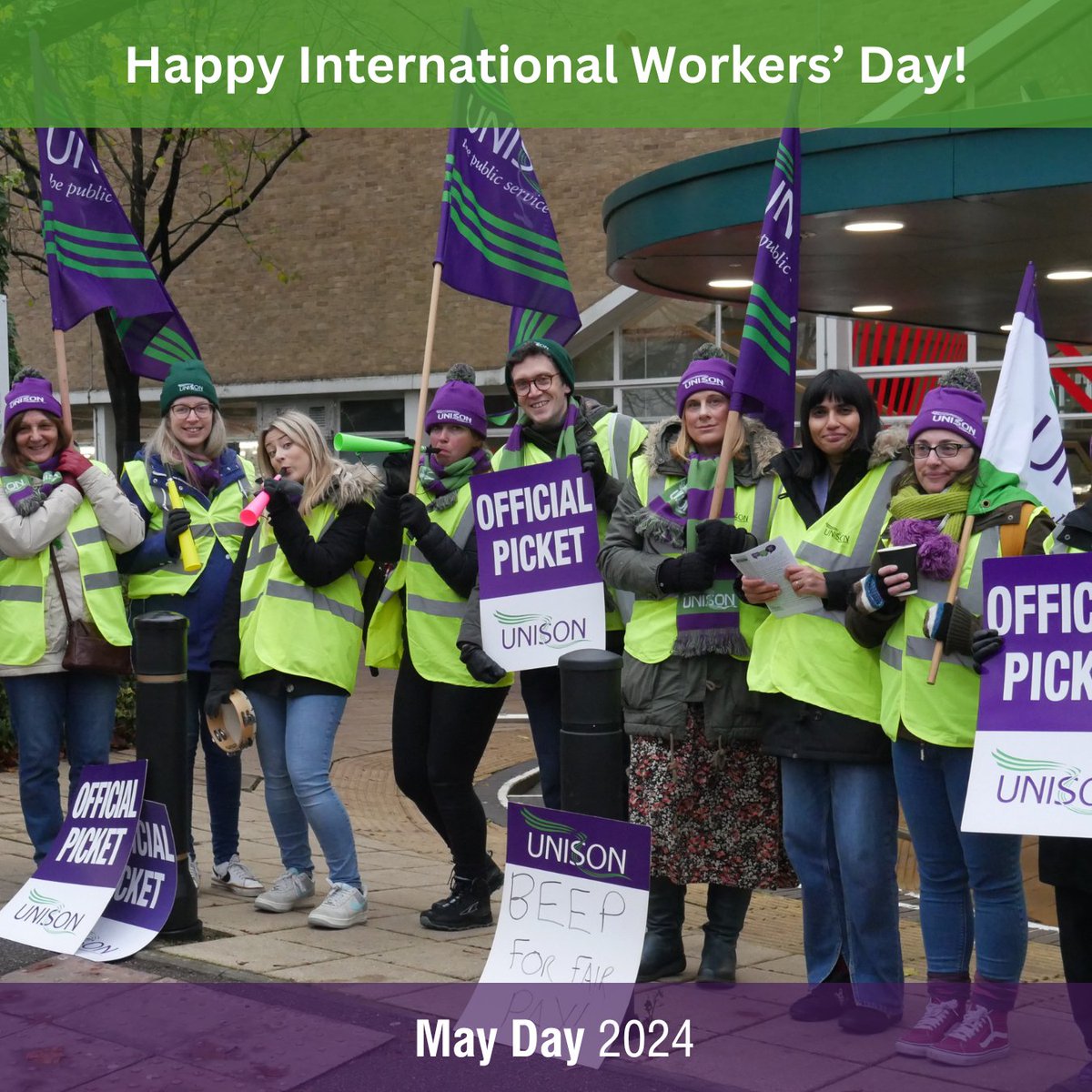 It's May Day: Happy #InternationalWorkersDay to all UNISON members, and workers around the world! ✊ Today we celebrate the invaluable contributions of workers and their unions everywhere. Let's continue to strive for fair wages, safe working conditions, and dignity for all.
