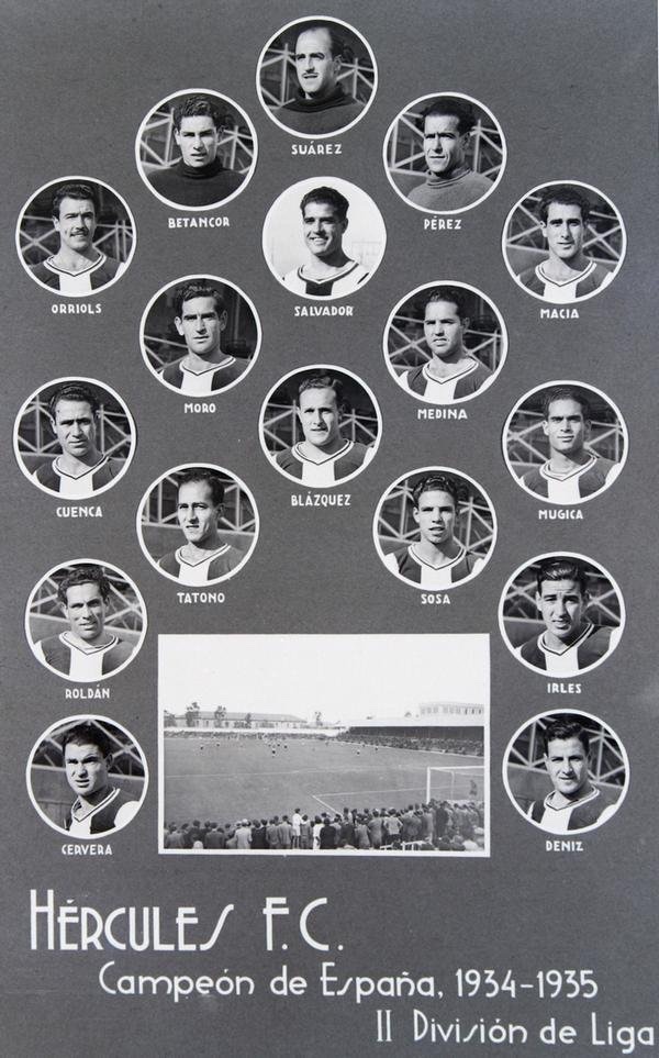 28 de abril de 1935, Campeones de 2ª División y primer ascenso a 1ª de la historia del Hércules. #MomentosEstelaresHCF
