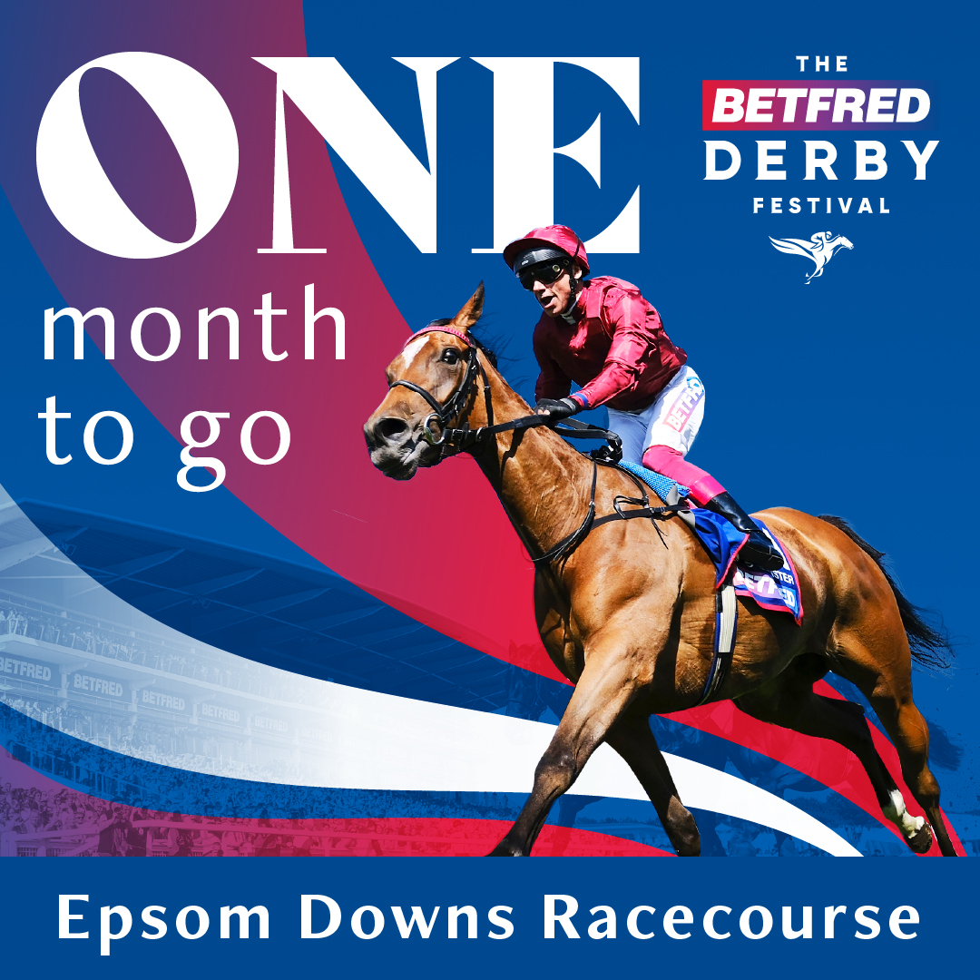 🏇🌟 ONE MONTH TO GO🌟🏇 BETFRED Derby Festival May 31st and June 1st! 🎩 This historic & prestigious event promises excitement, whether you're a seasoned enthusiast or a newcomer to the turf, book now for a two day sporting spectacular 🏆 Book Now: thejockeyclub.co.uk/epsom-derby/