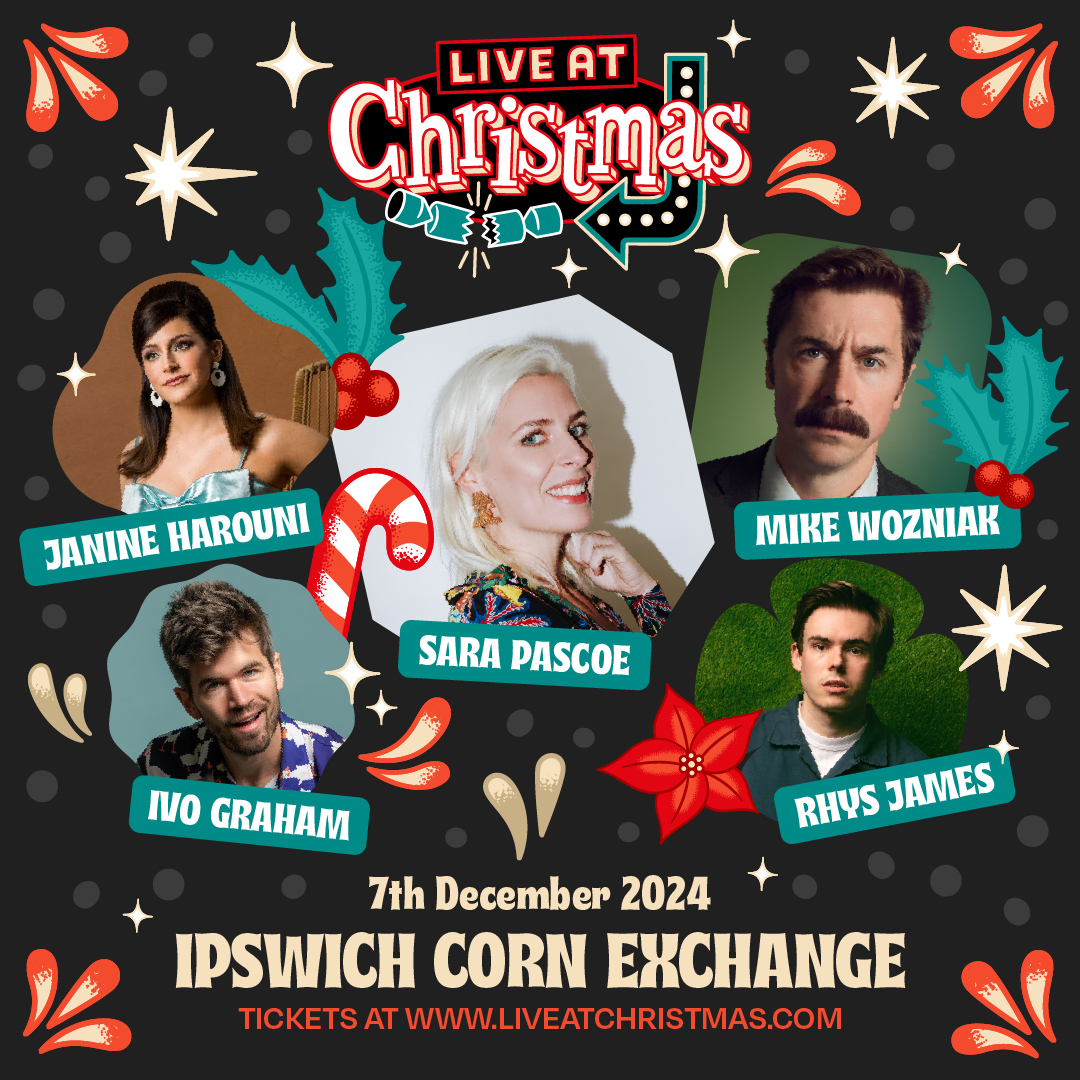 📣 On sale now! 🤣 Sara Pascoe, Mike Wozniak, Rhys James, Ivo Graham, Janine Harouni: Live At Christmas 📅 Saturday 7 December 2024 The country’s best comedians are coming to Ipswich for a spectacular all-star festive show! 🎟 Book tickets now - ipswichtheatres.co.uk/whats-on/live-…