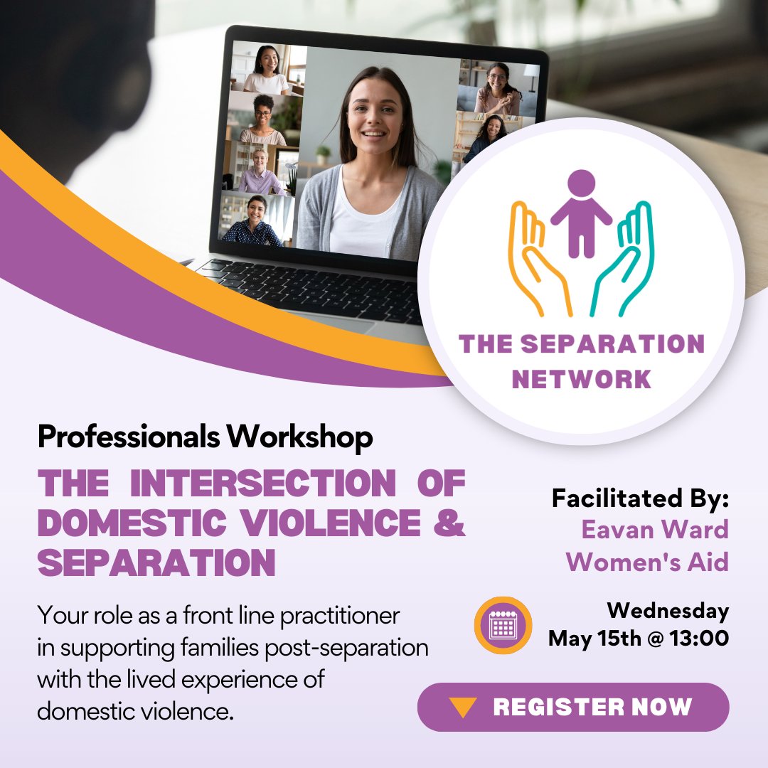 The Separation Network is hosting a series out workshops for frontline practitioners who work with separated families. This workshop, facilitated by Eavan Ward @Womens_Aid is focused on the intersection of domestic violence and separation. Learn more here: onefamily.ie/separation-net…
