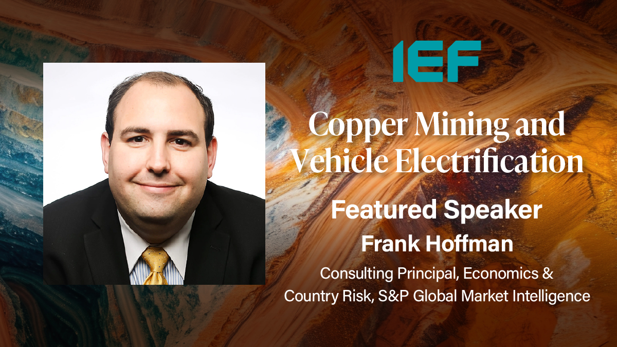 We are pleased to announce that on 15 May Frank Hoffman, Consulting Principal, Economics & Country Risk, @SPGMarketIntel, will take part in a panel discussion of our new copper report. Register to watch - ief.org/events/copper-…