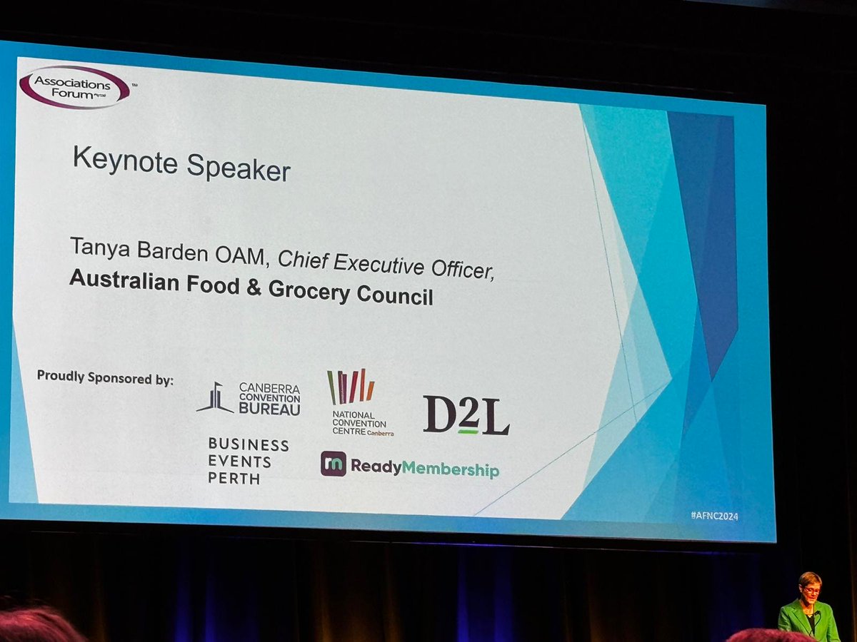 The ICB Team is at the Associations Forum National Conference this week. Yesterday, we had the honour of hearing from Tanya Barden, OAM, CEO of the Australian Food & Grocery Council. 

#AFNC2024 #ICBAustralia #Bookkeepers