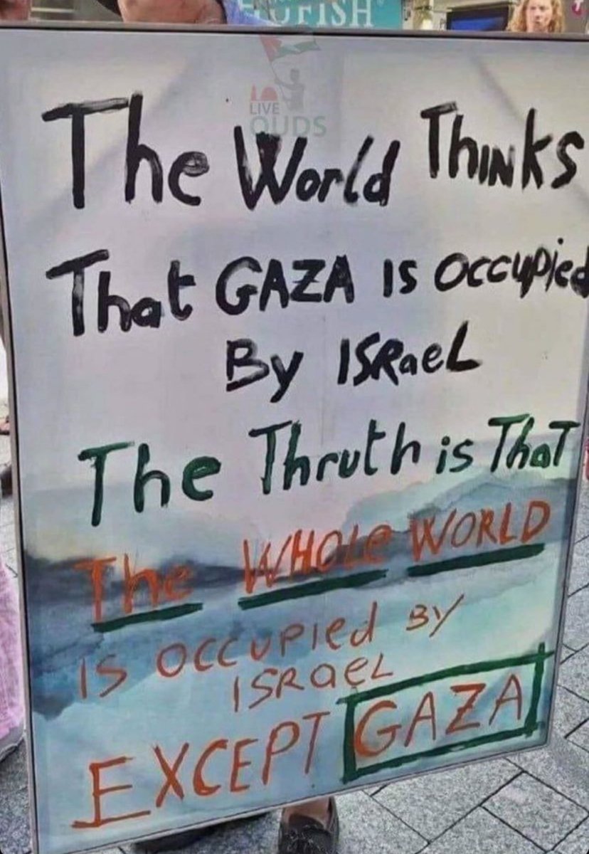 دنیا فکر میکنه که غزه توسط اسراییل اشغال شده اما حقیقت اینه که تمام دنیا به جز غزه توسط اسراییل اشغال شده…😔