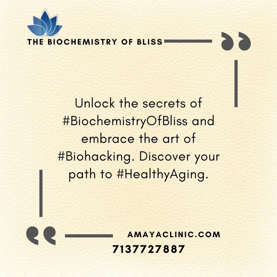 Unlock the secrets of #BiochemistryOfBliss and embrace the art of #Biohacking. Discover your path to #HealthyAging.