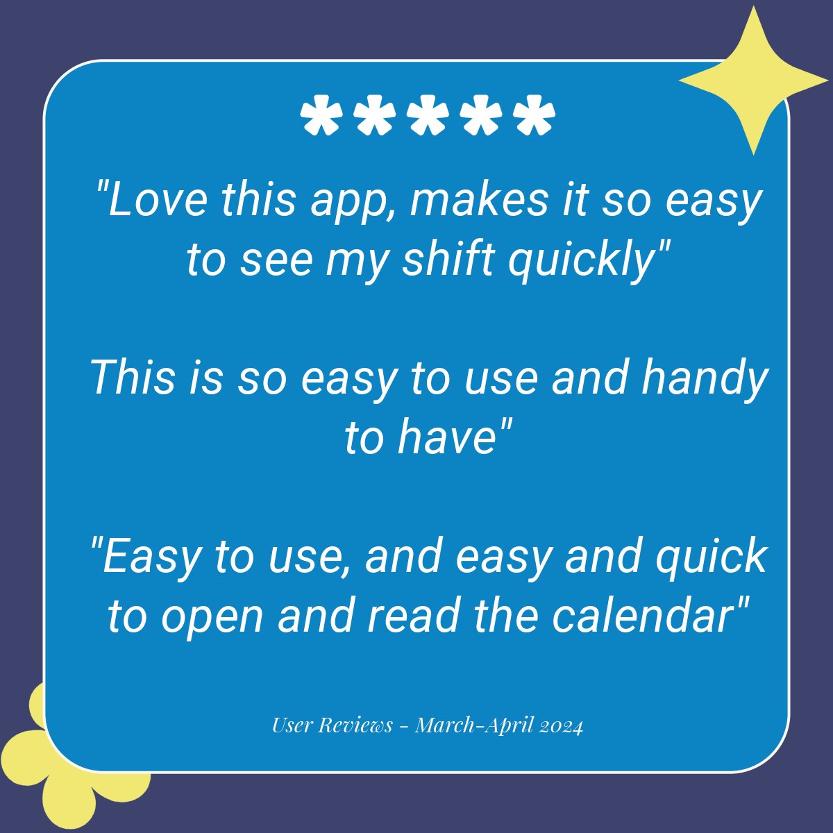 myshiftplanner's tweet image. We have found that one word is used regularly when our users describe the My Shift Planner app and that is….Easy 

What do you think? 

#myshiftplanner #shifts #shiftworker #organised #shiftworklife #easy