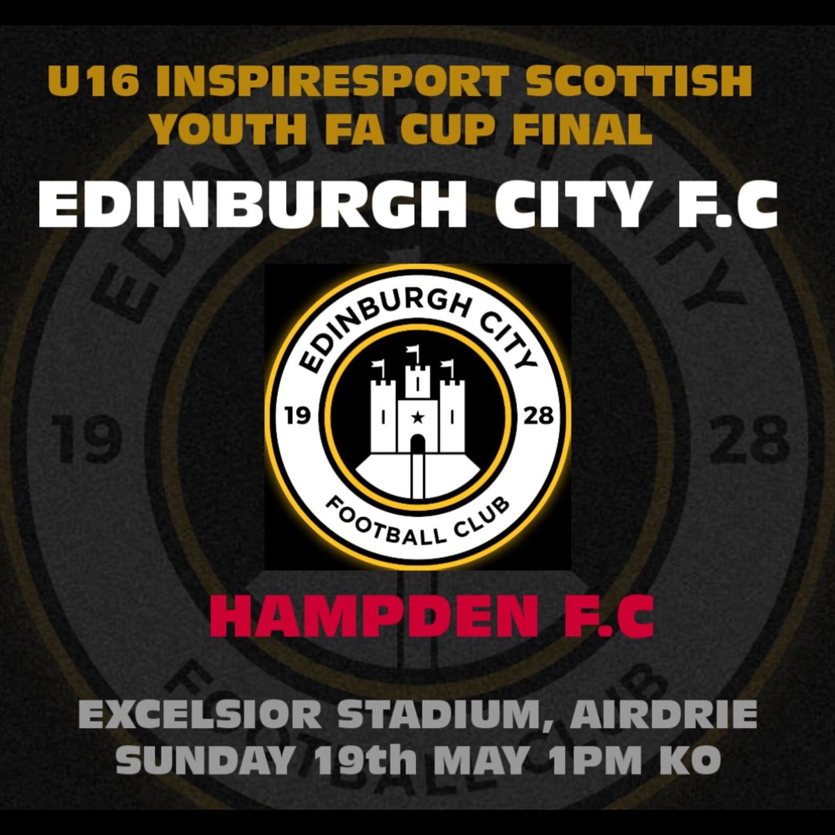 Scottish cup final date is now on the horizon. All support is welcome and much appreciated. It is a ticket only game, purchased online (details to follow) The club are running Coaches also. If you would like a seat, get in touch with your contact to book. 🏴🏳️ @EdinburghCityFC