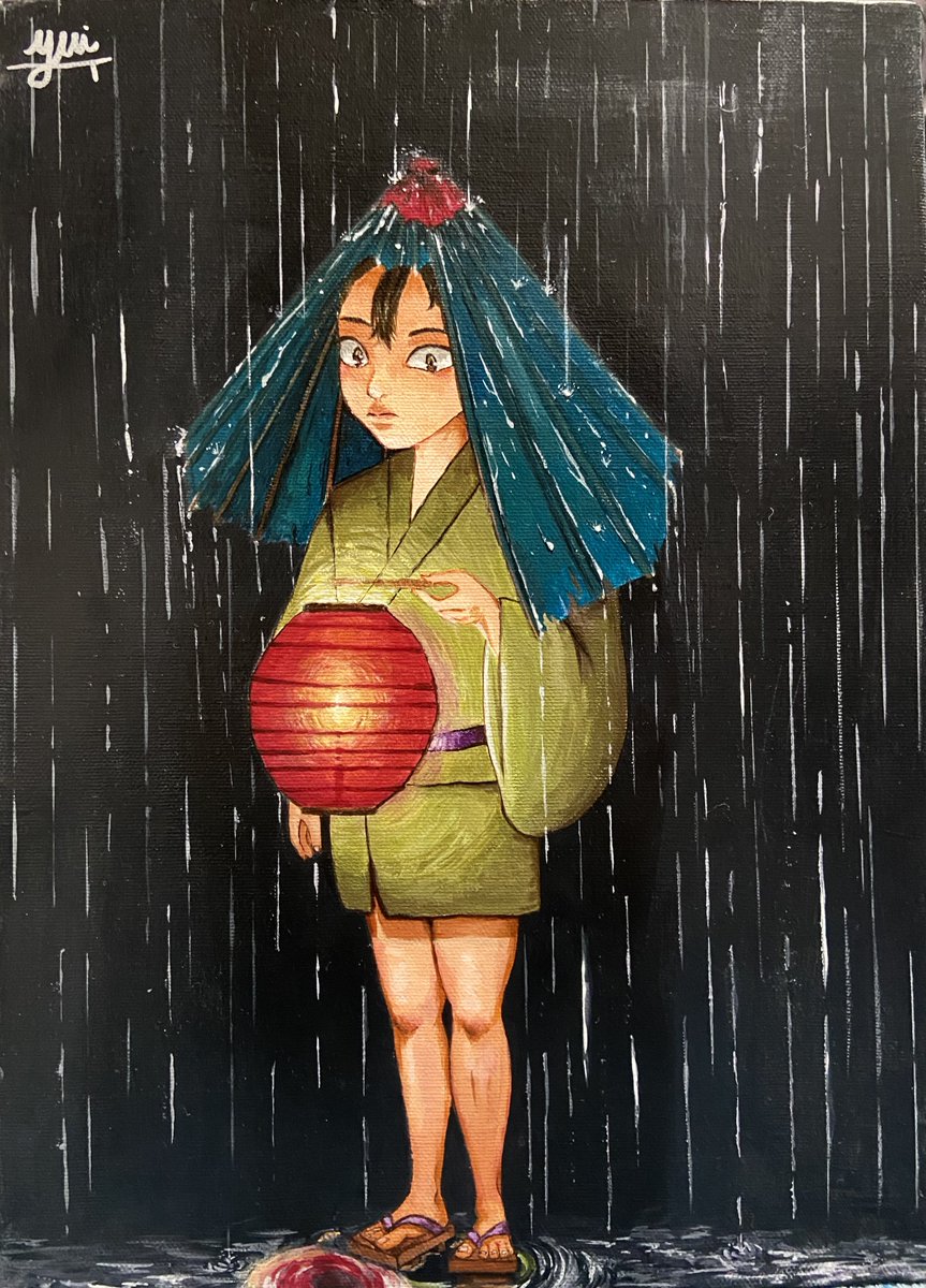 #雨なので雨っぽい絵を晒そう
雨小僧です。3〜4年前に描いたやつでかね。