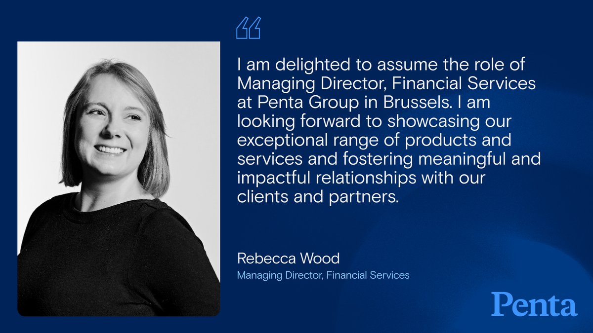 We are thrilled to announce that Rebecca Wood has officially joined Penta as Managing Director, Financial Services in our Brussels office! Join us in welcoming Rebecca to the Penta family! View the full announcement here: bit.ly/4a3fmdY