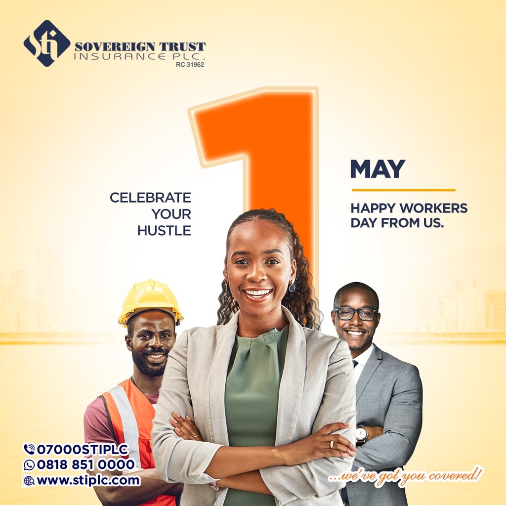 We recognize the value of every Nigerian worker. From artisans to executives, STI is here to protect what matters most. Happy Workers Day! #ThankYouWorkers #STI

#SovereignTrustInsurance #insuranceclaims #autoinsurance #travelinsurance #marineinsurance #swisf #happynewmonth #sti
