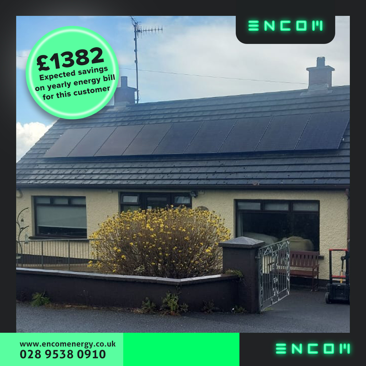 🌞 We've completed another solar installation in Omagh:

14 JA Solar 435 panels
3.6 kW inverter
10kWh battery
Eddi for smart management
Customer's yearly saving on energy of £1,382.

Contact us: UK 📞 028 9538 0910 ROI 📞 01 575 9805