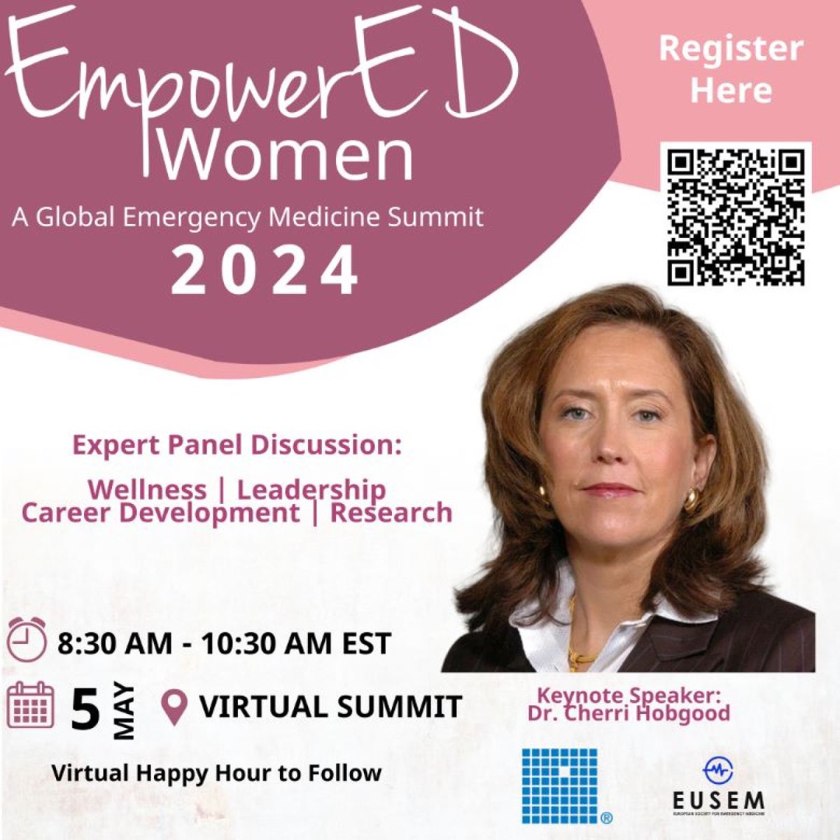 Calling all women working in EM! There is a global summit for you. Join us May 5 at 14:30 CET to discuss the challenges you face in this field. Register now via the QR code. @EuropSocEM @ACEPNow #emergencymedicine #womeninmedicine #globalsummit #wellbeing #research #leadership