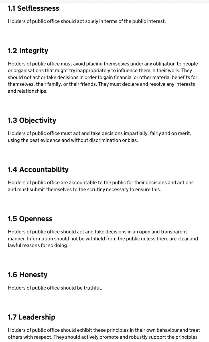 SEVEN Principles of Public Life. Have any been observed?