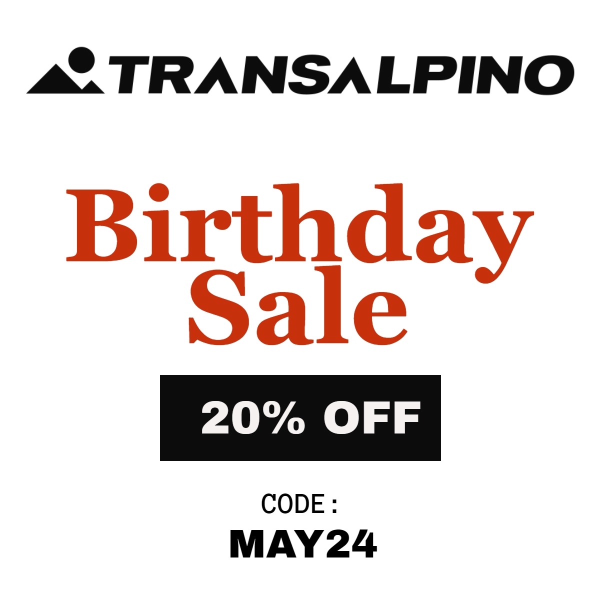 Birthday Flash Sale Now On Key in 'MAY24' at checkout for a 20% discount. transalpino.co.uk