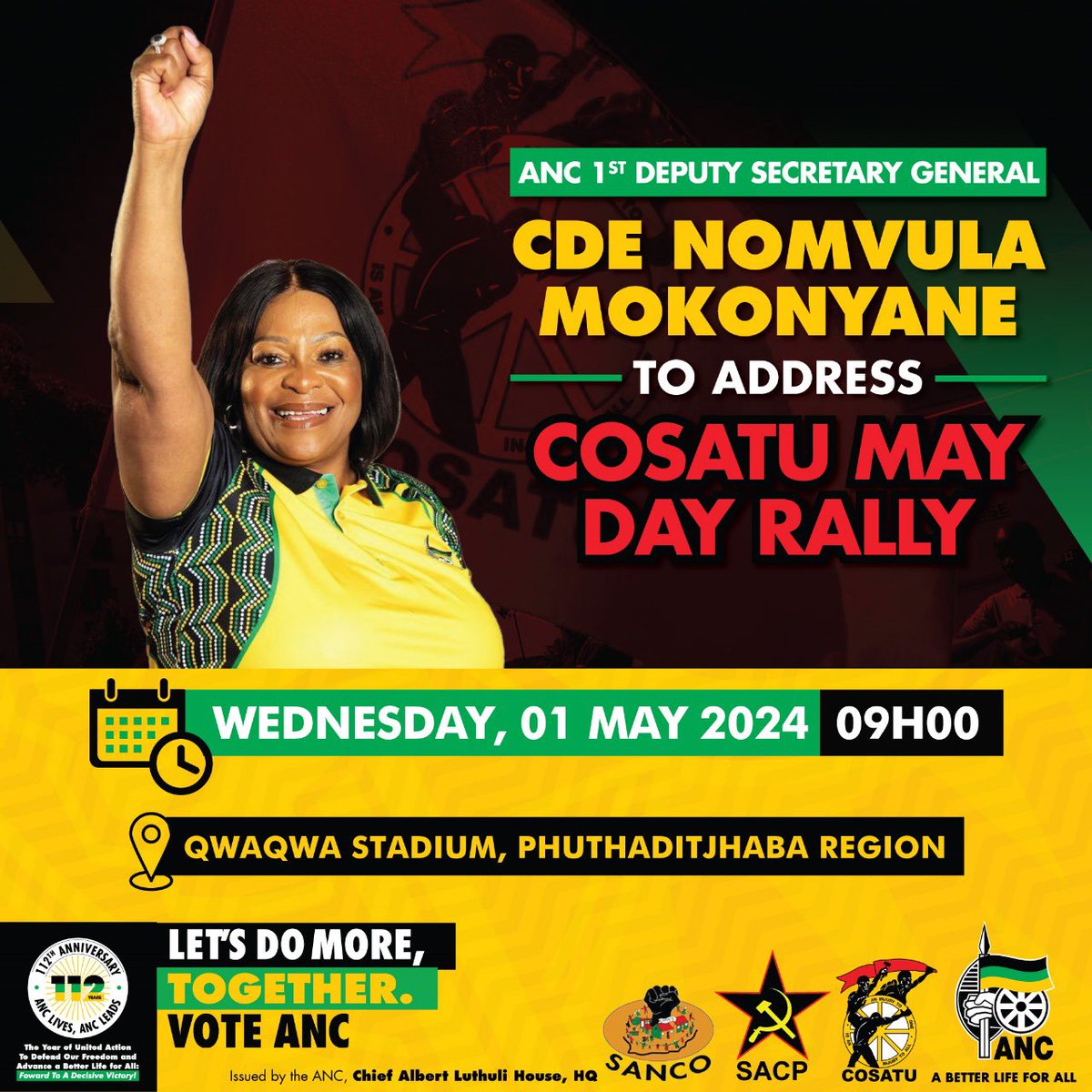 Today we celebrate Workers day with the workers. 🖤💚💛❤️
#VoteANC2024 
#MayDay2024
#LetsDoMoreDoTogether