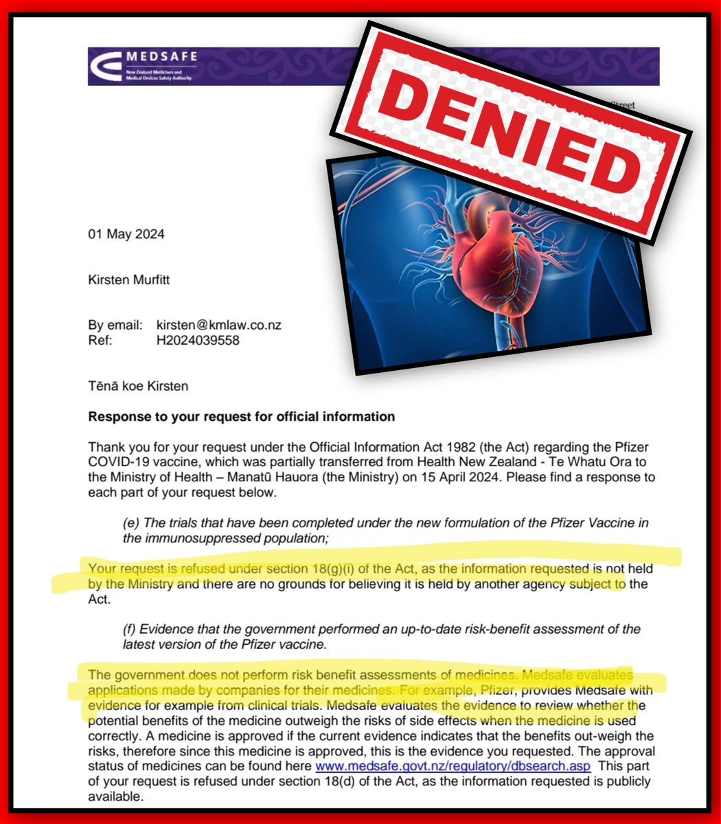 The DHBs around NZ are denying patients transplants despite the Government holding no: 1) information on the trials that have been completed on the new formulation of the Pfizer Vaccine; and 2) up-to-date risk-benefit assessment of the latest version of the Pfizer vaccine.…