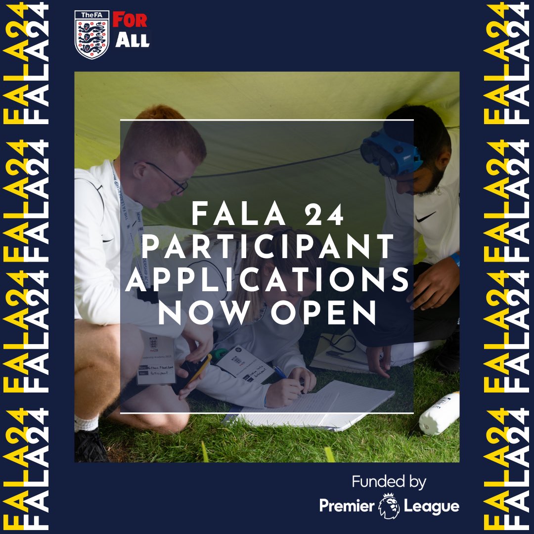 WE HAVE BIG NEWS! 🤩 You can now apply for a place at this year’s FA Leadership Academy, if you’re interested in making a difference to football in your local community, and would like to develop your leadership skills and you meet all the criteria, please follow the link below: