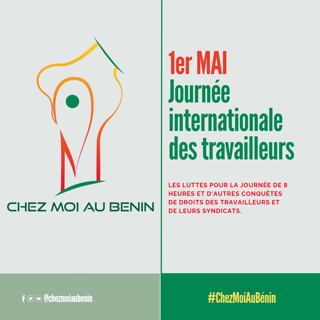 En ce jour de la Fête du Travail, rappelons-nous les luttes passées pour les droits des travailleurs. Honneur à ceux qui façonnent notre société par leur labeur. Bonne Fête du Travail à tous ! 🛠️ #FêteDuTravail #ChezMoiaubenin