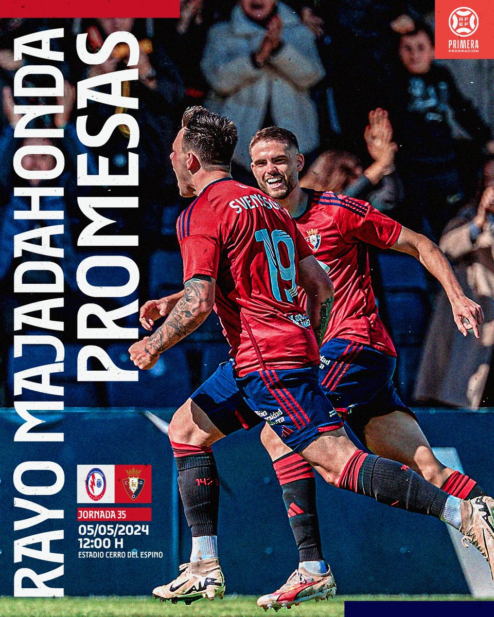 PROMESAS | Osasuna visita este domingo a las 12:00 horas al @RMajadahonda. El partido se disputará en el Cerro del Espino. #RayoMajadahondaPromesas