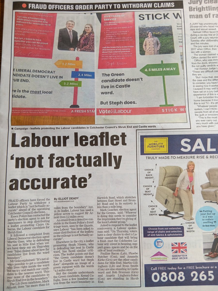🚨BREAKING: Colchester Police's fraud officers force @ColchesterLab to remove their factually inaccurate leaflets.

‼️ This is the second time Labour has had to withdrawn misleading leaflets in Castle ward.

🗳️ On Thursday, please vote for honest politics. ✅#VoteGreen @kcufoglu
