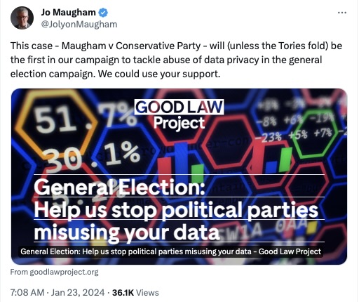 Hi @GoodLawProject - any update on Maugham v Conservative Party? It's now 3 months since the @Conservatives responded to your letter before claim. You really need to get a move on if you are going to 'put us all back in control of our democracy' before the General Election. 1/2