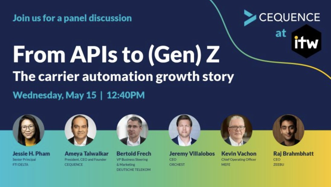 If you're heading to @ITW_Telecoms week, don't miss the APIs to Gen(z) panel discussion featuring Ameya Talwalkar CEO and Founder of portfolio company @cequenceai. Find out more: bit.ly/3Ukd3NM #ITW2024 #ITWC2024 #APIs