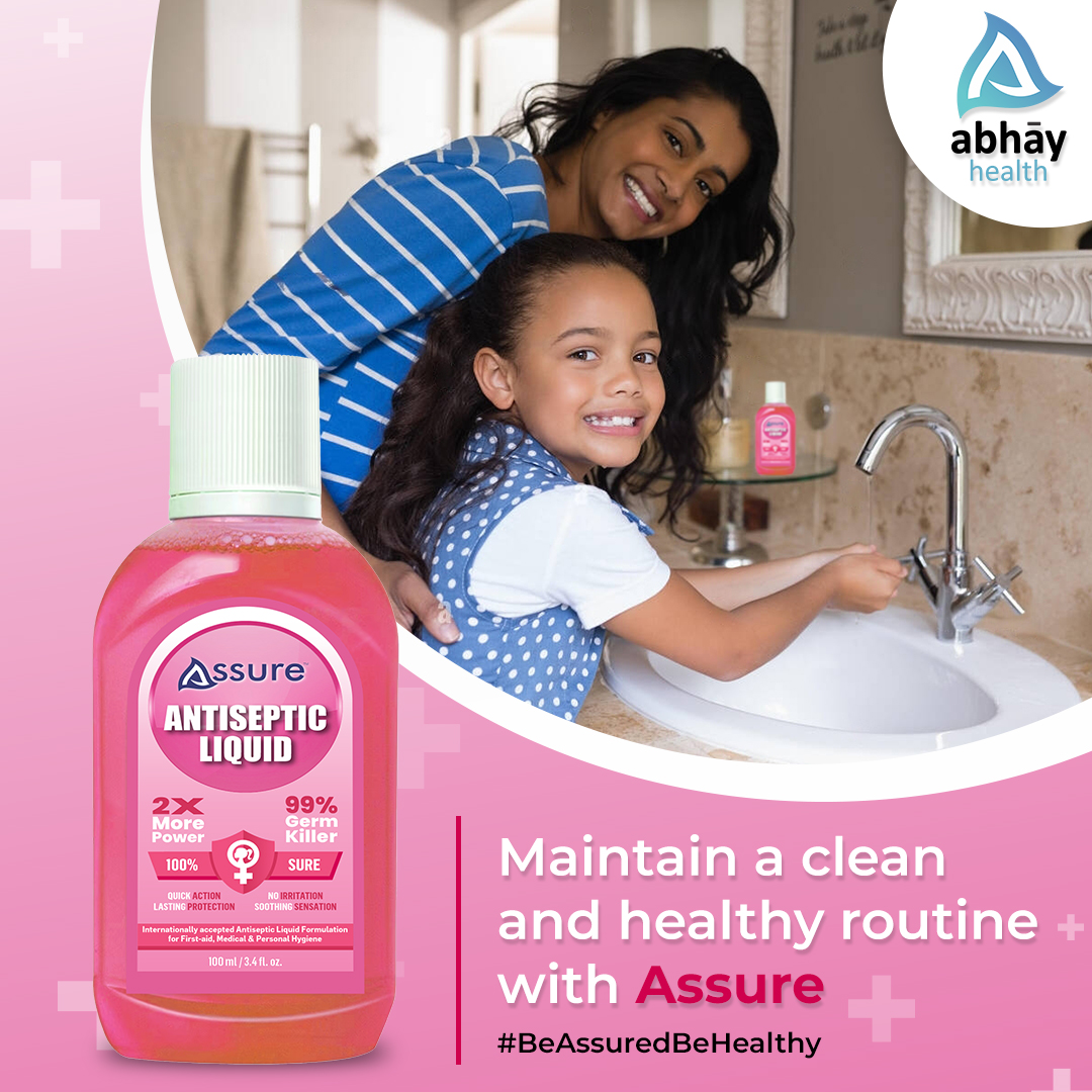 Assure Antiseptic Liquid is a specially crafted solution catering to the unique requirements of women. Formulated without alcohol, our advanced formula offers superior protection against harmful bacteria and germs. 

#abhayhealthcare #antiseptic #antisepticliquid #protection