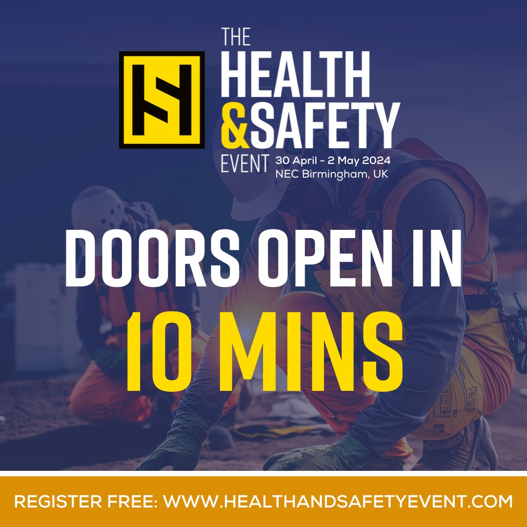 Day Two of The Health & Safety Event officially opens in 10 mins! 🚧 Get your QR code/registration code/printed badge ready and head over to Hall 4! We look forward to welcoming you to our largest show to date! #HSE2024