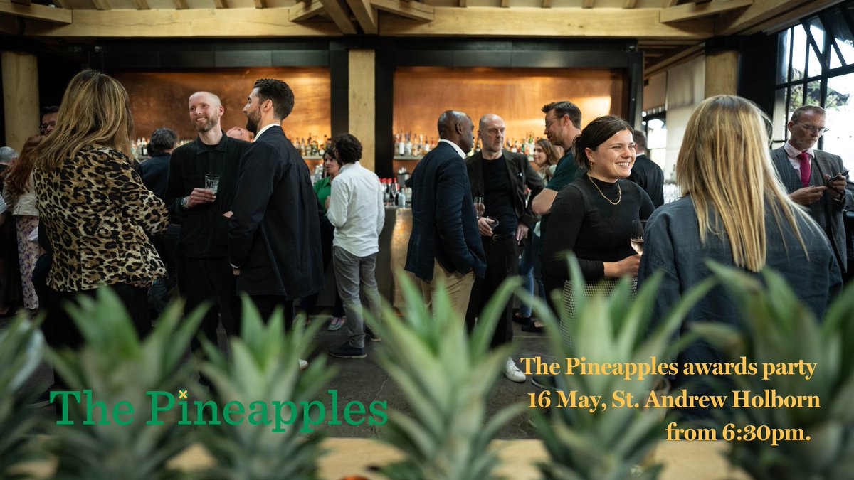 Find out who takes home the golden pineapples at The Pineapples awards party on 16 May, St. Andrew Holborn from 6:30pm. A very limited number of tickets are available here: bit.ly/3WnpEm5