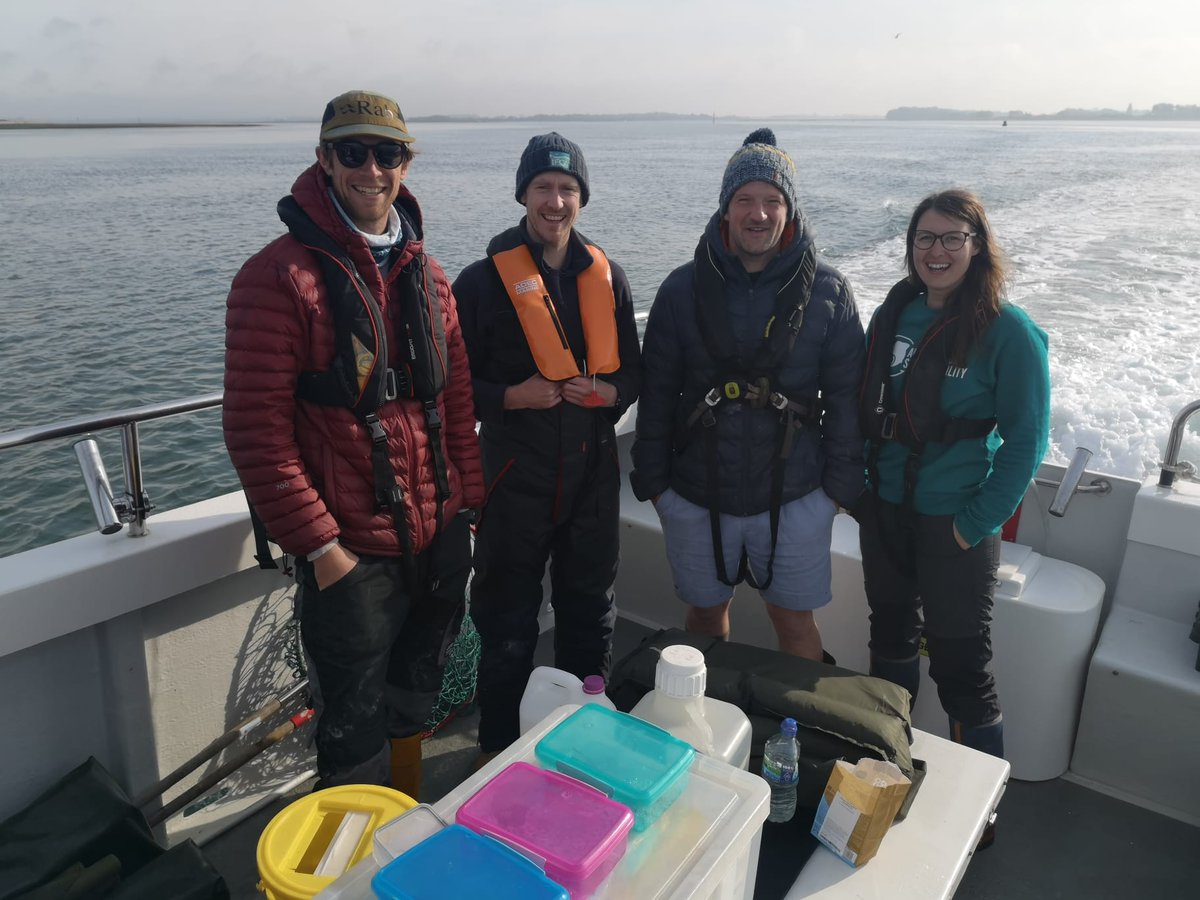 Our telemetry team @AHall_Marine @Pete_Davies1 @ThomasStamp are out for the first shark tagging trip of the year!🦈🦈The data collected from the tagged animals will help inform the future conservation and management of these keystone species along the southern UK coast @PlymUni