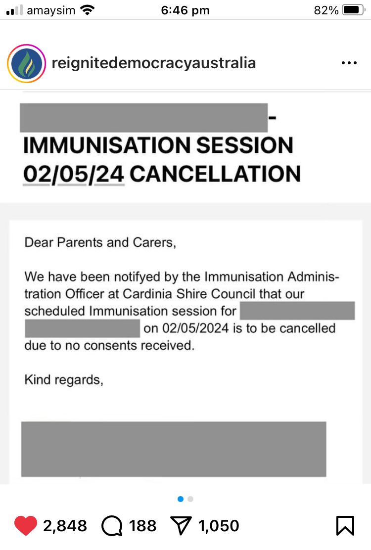 Now for some good news. Cancelled school vax session due to NO CONSENTS GIVEN!!! Parents are saying no! Heard from a friend in Amsterdam there is much talk about how the vaccination rate has plummeted!!!