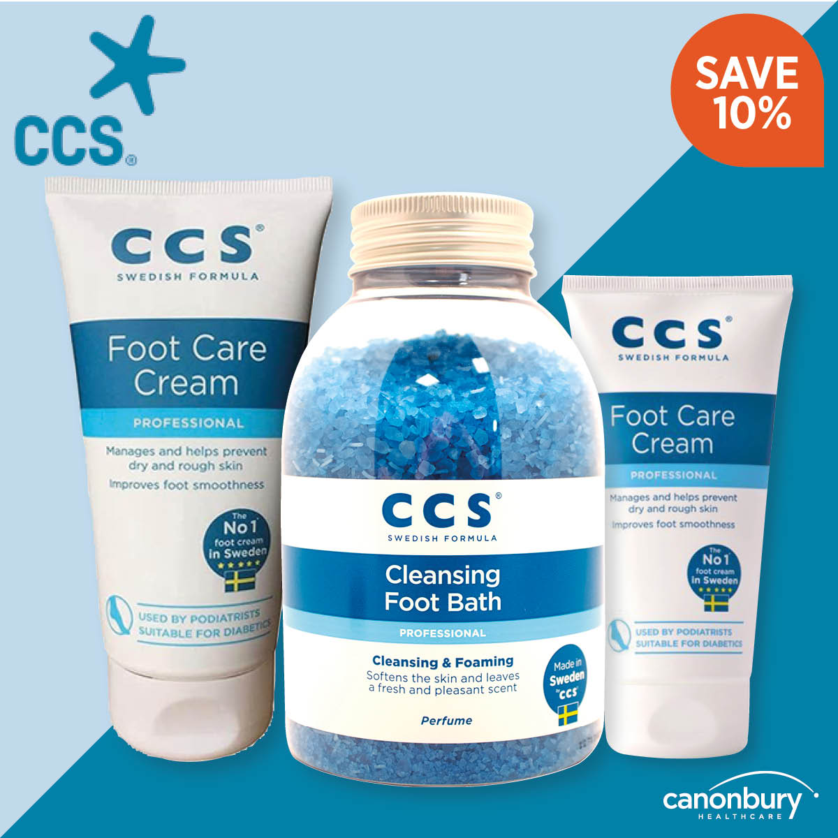 Revive dry, tired feet with a combination of CCS Cleansing Foot Bath and CCS Professional Foot Care Cream. 

Save 10% this May – plus FREE DELIVERY on all orders over £75! 

Shop Offer of the Month ➡️ rb.gy/lltvxa