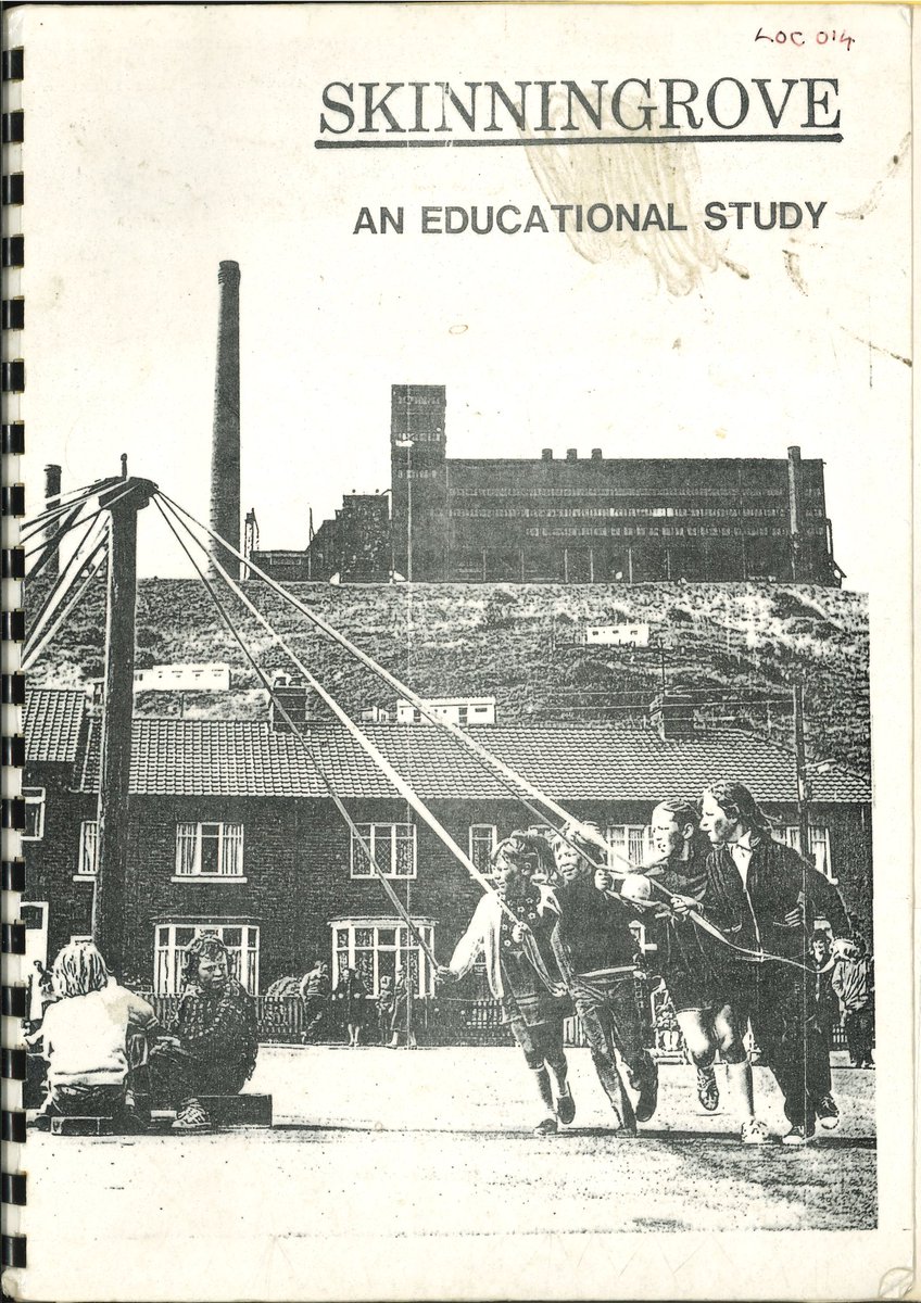 Children dancing the May Pole on Marine Terrance, Skinningrove. On the hilltop behind, British Steel Skinningrove looms.

Cover image of the booklet, Skinningrove - An Educational Study published 1985 by Manpower Services Commission at Guisborough Educational Development Centre.