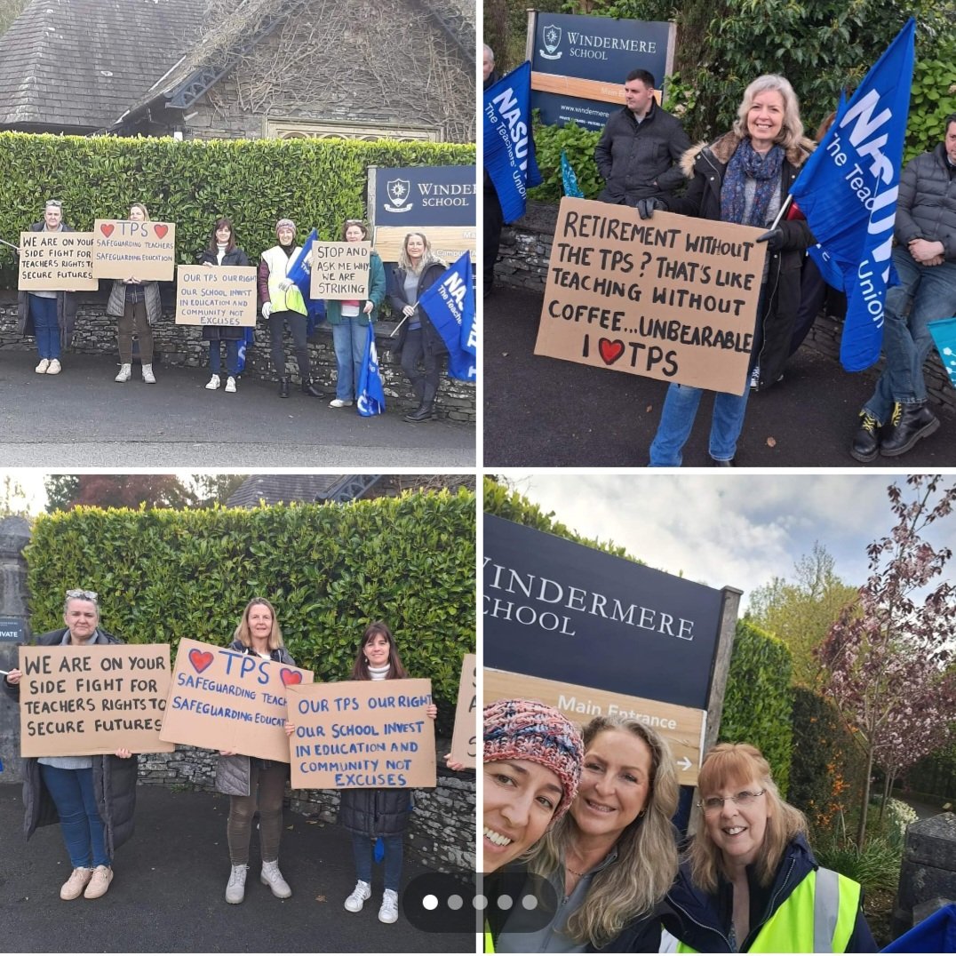Windermere teachers facing 10% pay cut to stay in Teachers' Pensions. Employer refusing to engage in talks with the @NASUWT to resolve the dispute. #teachers #teacherspension #windermereschool